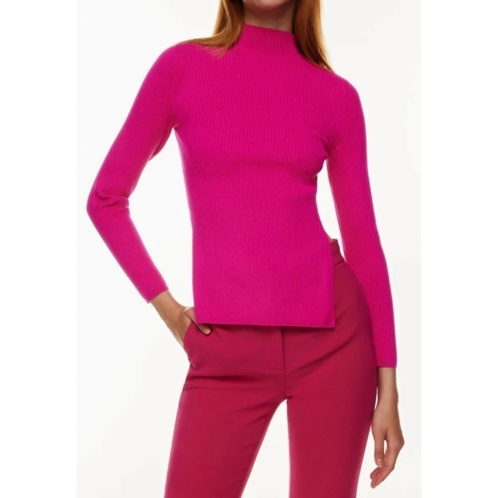 NEW ARITZIA BABATON Ambrosia Sculpt-Knit Tie-Back Long Sleeve in Granita Pink